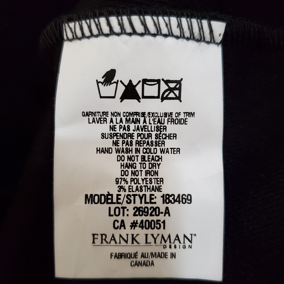 Frank Lyman Design blouse womens size 18 black jersey stretch mock neck - Picture 6 of 6